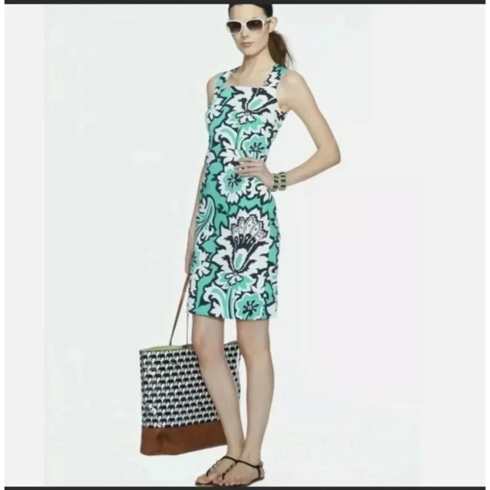 Banana Republic Milly Floral Print Square Neck Sleeveless Sheath Dress Size‎ 4 - Picture 4 of 4